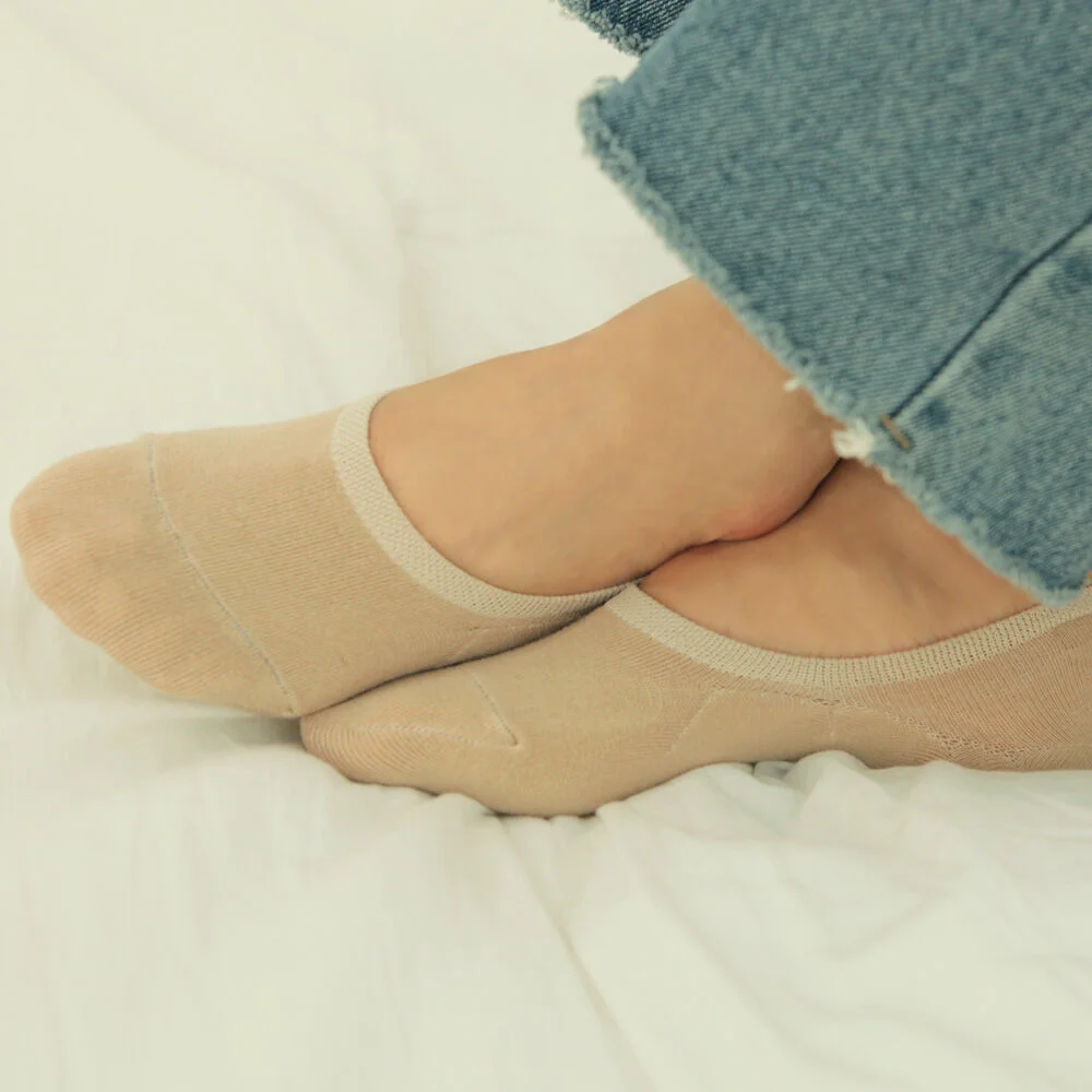 矽膠 條帶 素色 基本款 棉 船型襪 Fake Socks_Marang