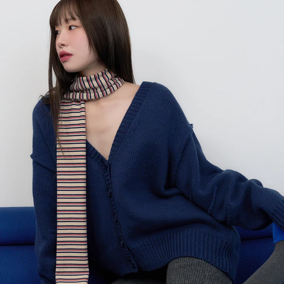 vintage stripe long scarf - ivory