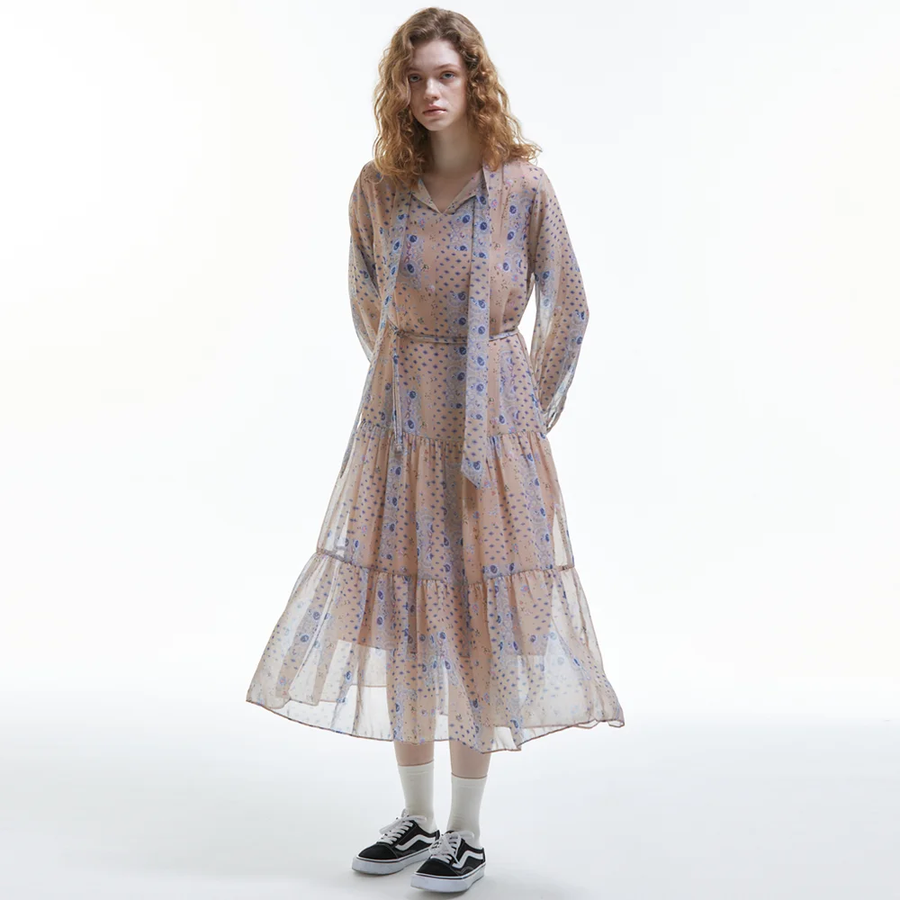 Pattern Chiffon Long One Piece