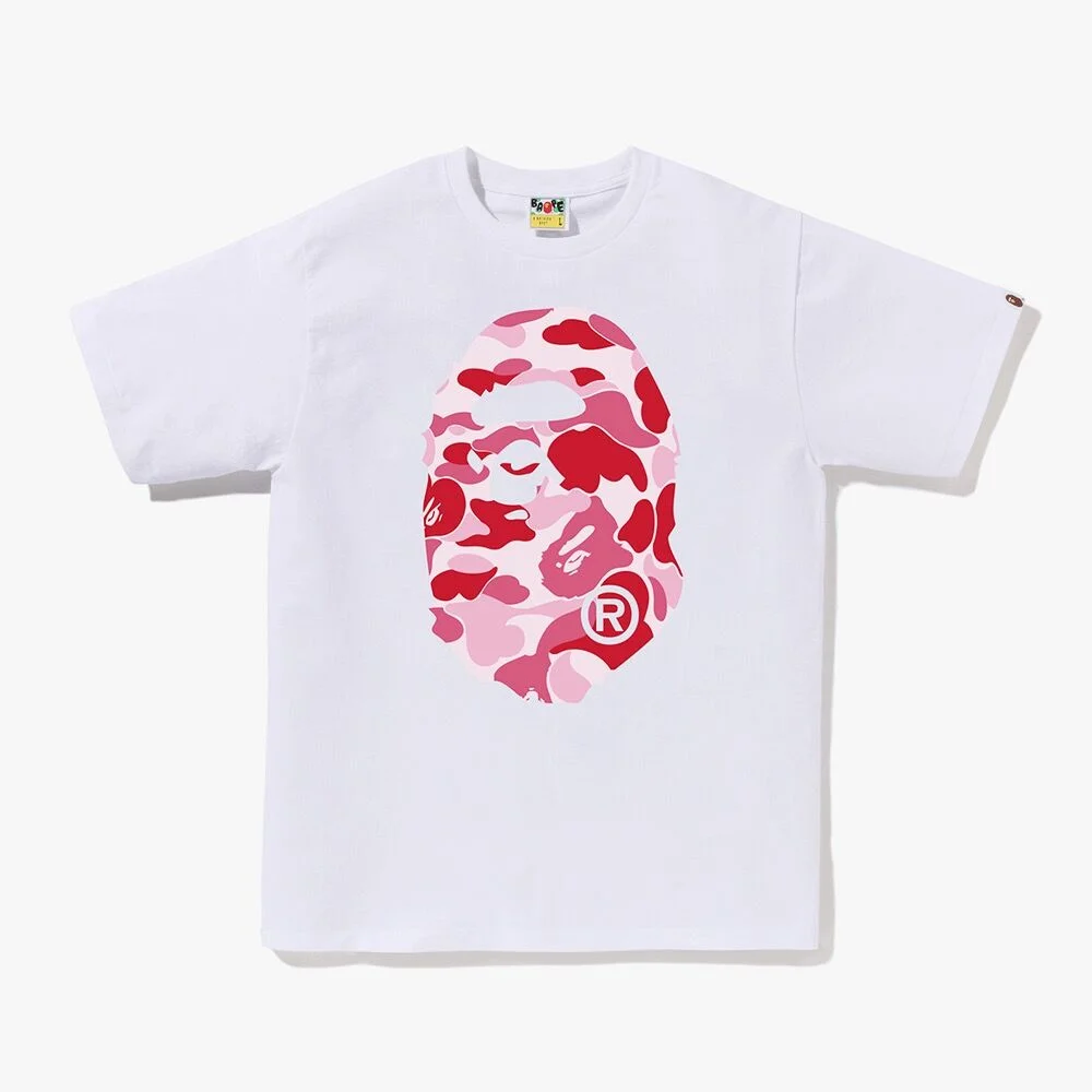 ABC 迷彩 大 Ape 頭 T恤(M) WHITE/PINK