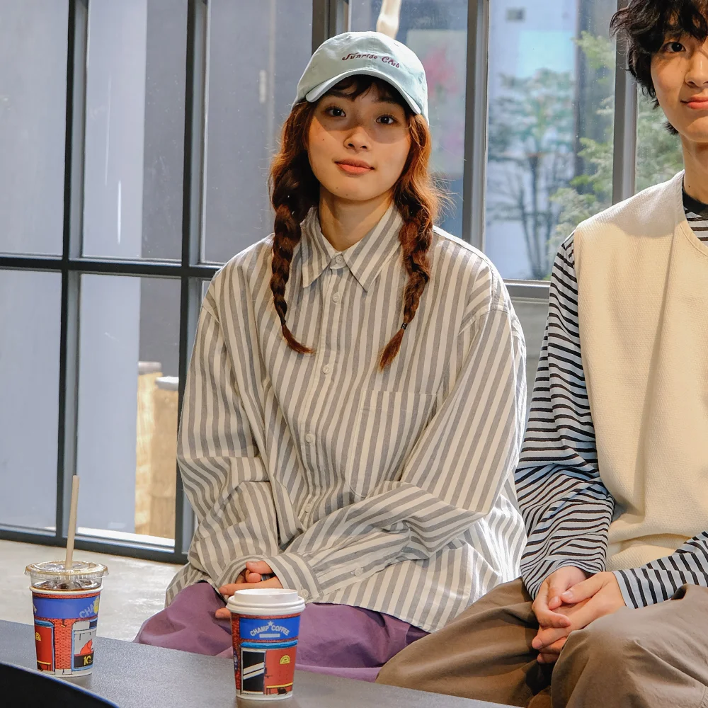 MELANGE STRIPE SHIRT (GRAY)