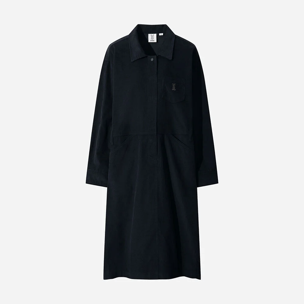 女裝) 燈芯絨 襯衫 連衣裙(NAVY)