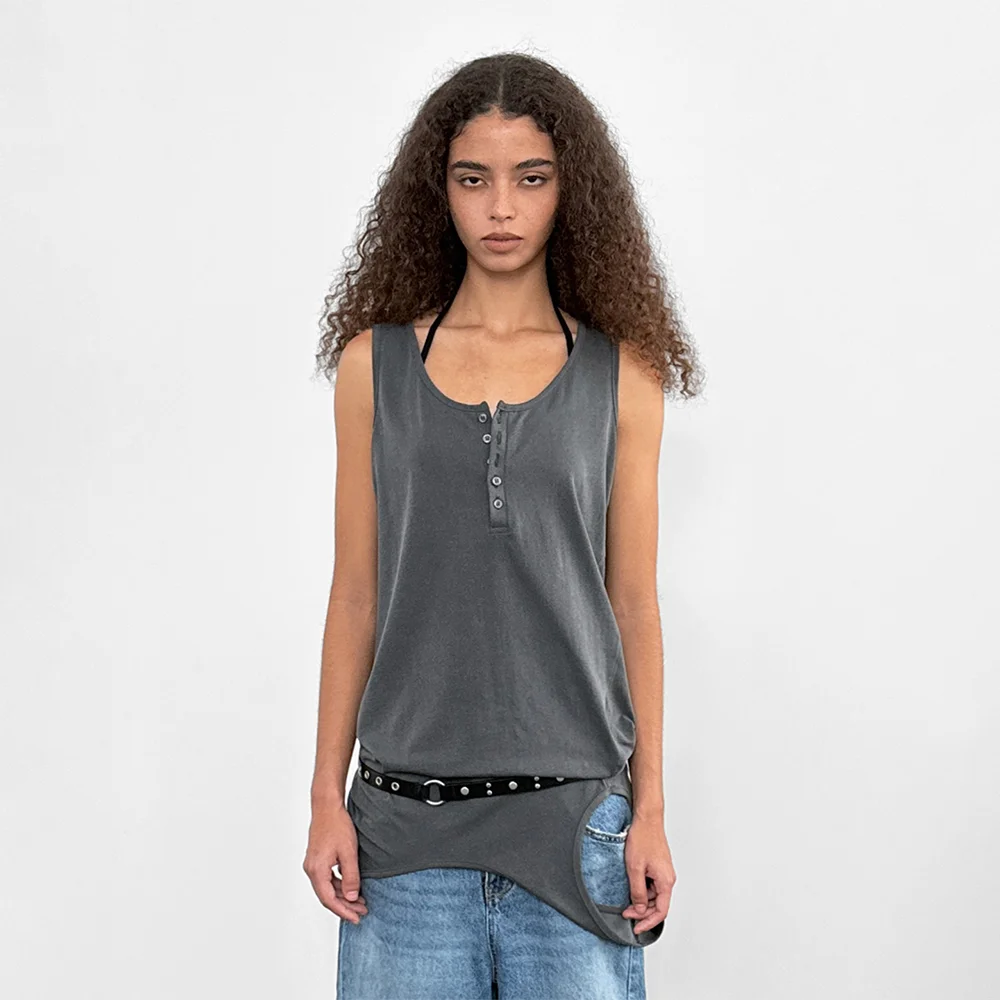 Hole String Sleeveless_Charcoal