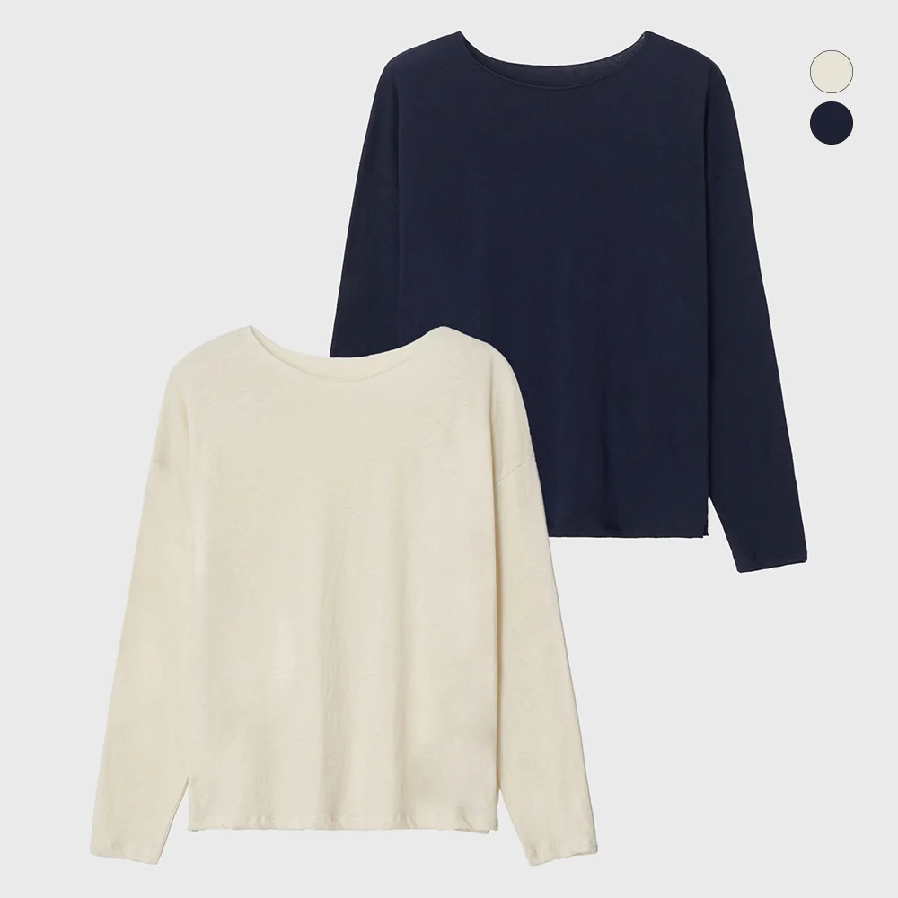 Boat Neck Sleeve Tee_2 color
