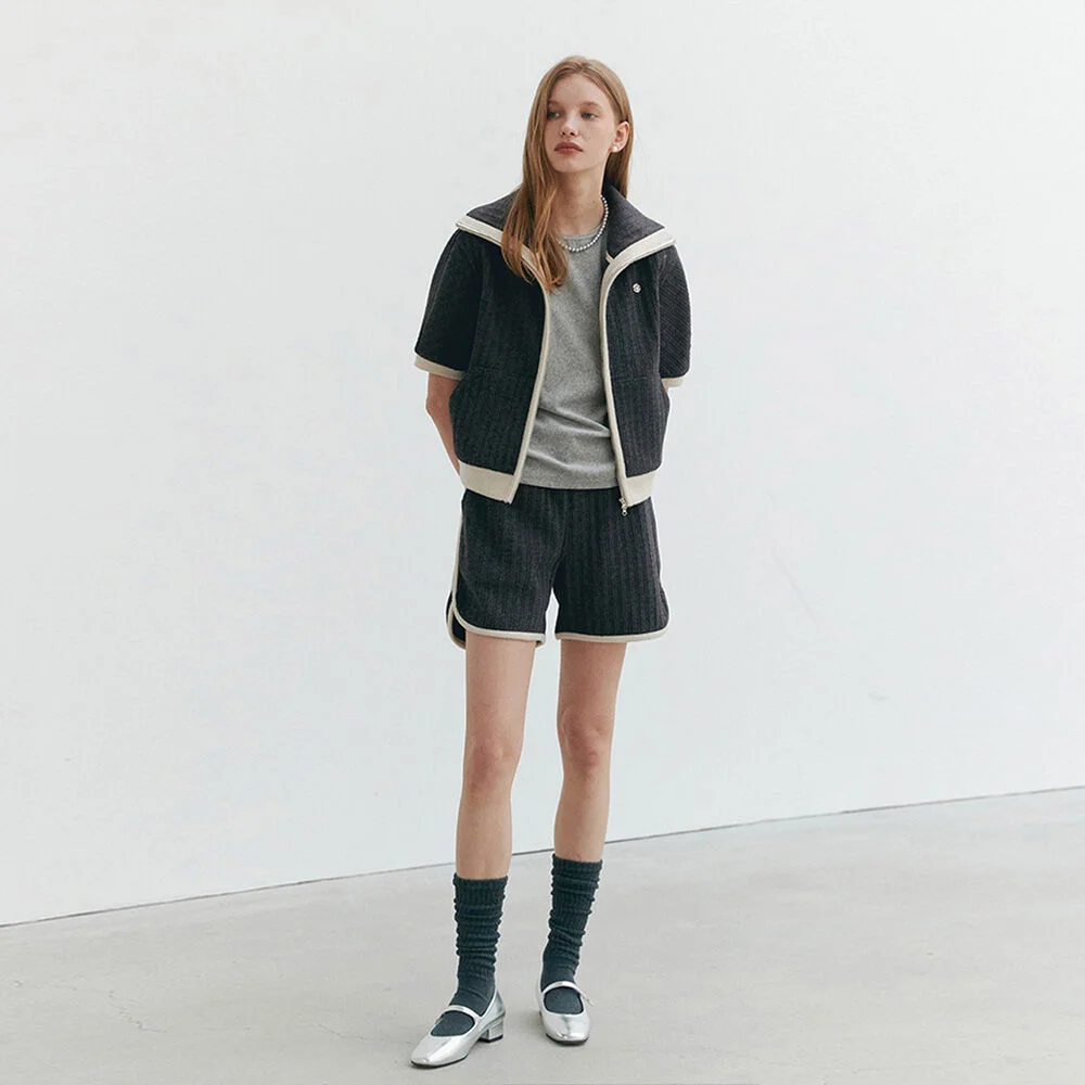 COLLAR ZIP-UP SWEATSHIRTS (dust gray)