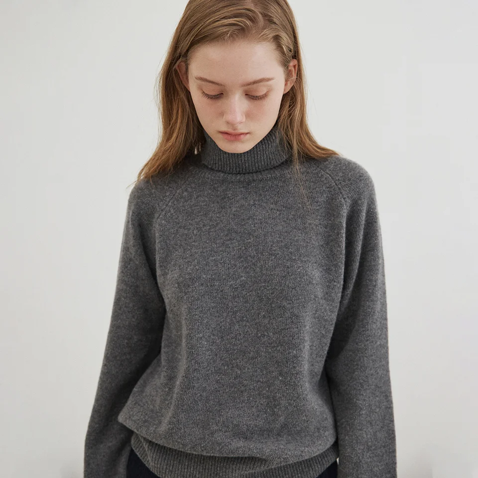 cashmere blended turtleneck (melange grey)