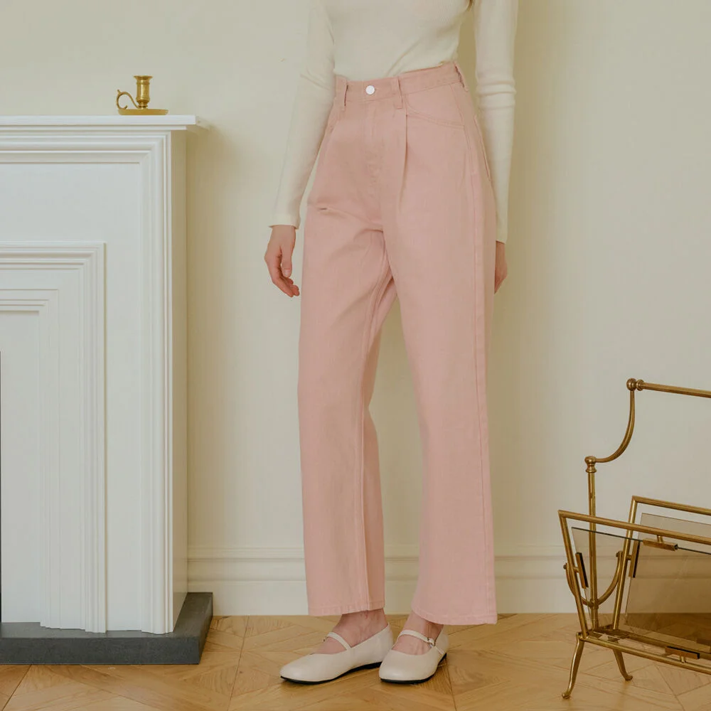 TUCKED COTTON PANTS_PINK
