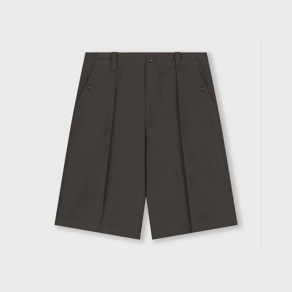 MILITARY ONE TUCK SHORTS DARK MOCHA