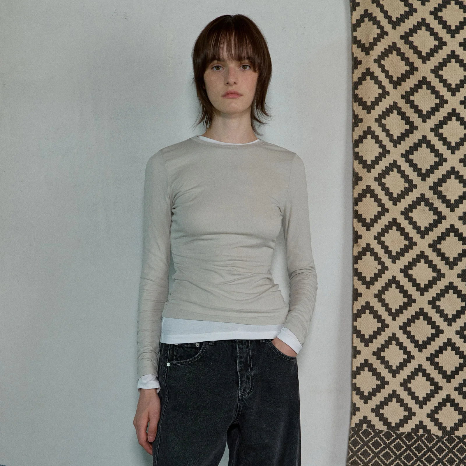 LAYERED LONG SLEEVE T-SHIRT - LIGHT SAGE