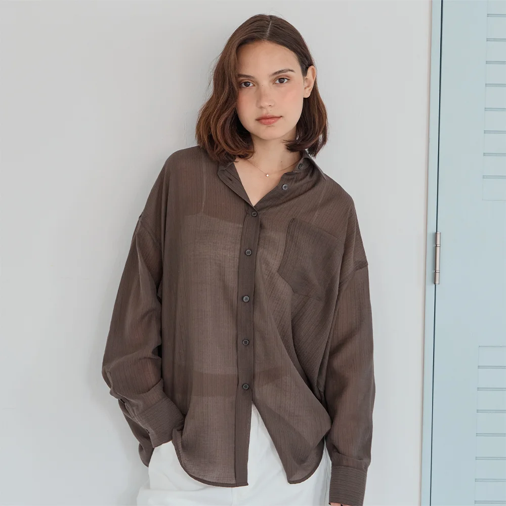 Sheer Tencel Shirt _Brown