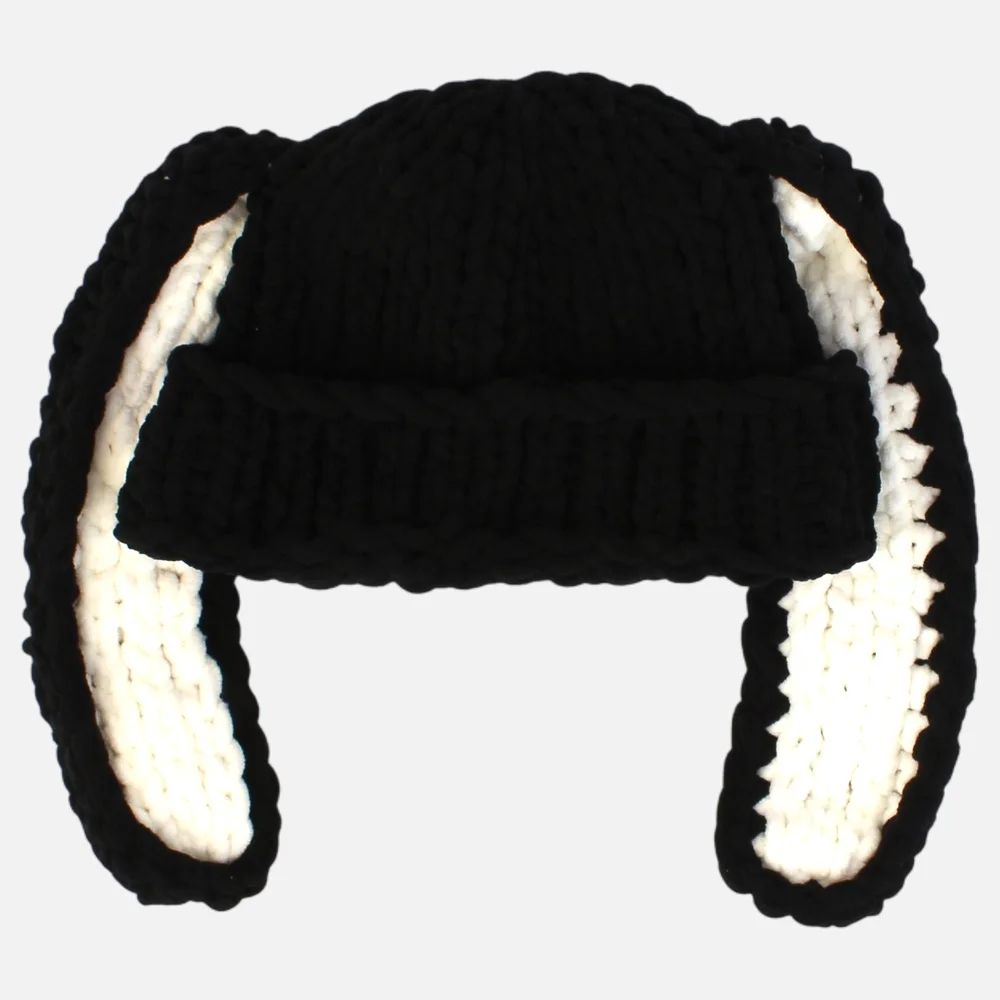 Rabbit Black Knit Beanie 兔耳冷帽