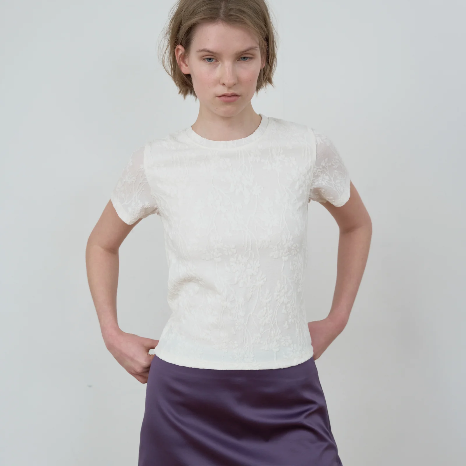 LACE SLIM T-SHIRT_CREAM