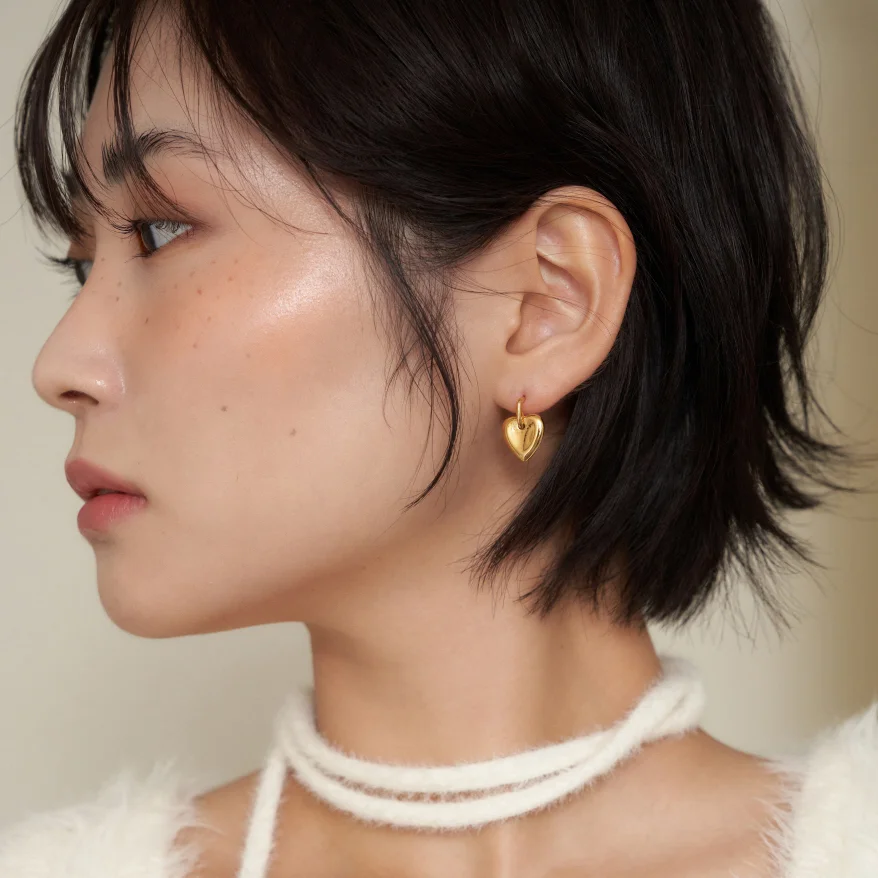 dangle heart earring (2color)