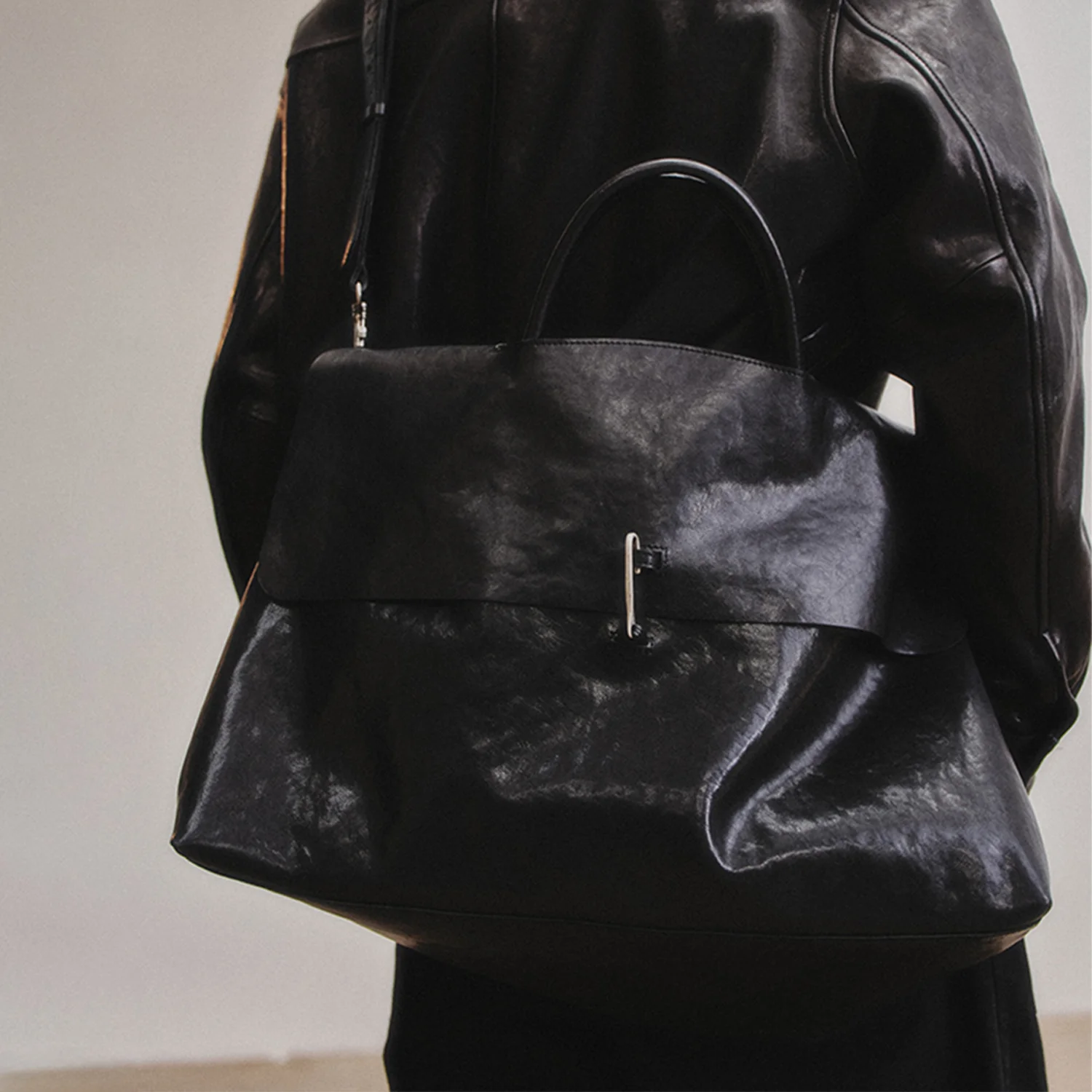 Leather Weekend Bag_Black