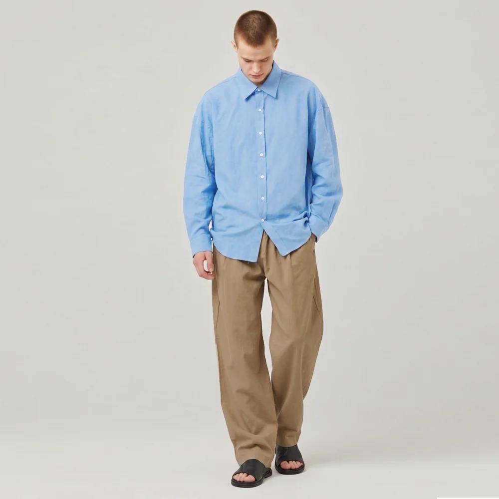linen banding pants _beige_男女通用