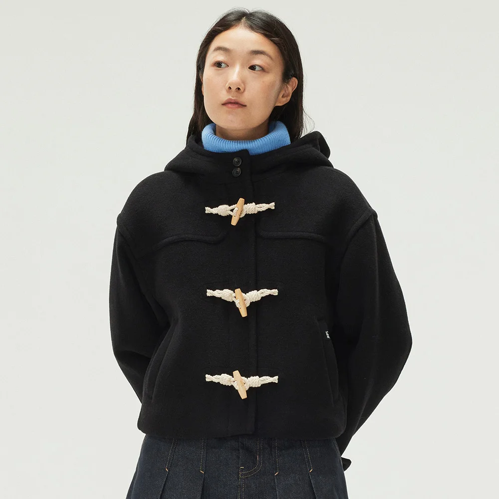 女裝 短 Duffle 大褸 黑色