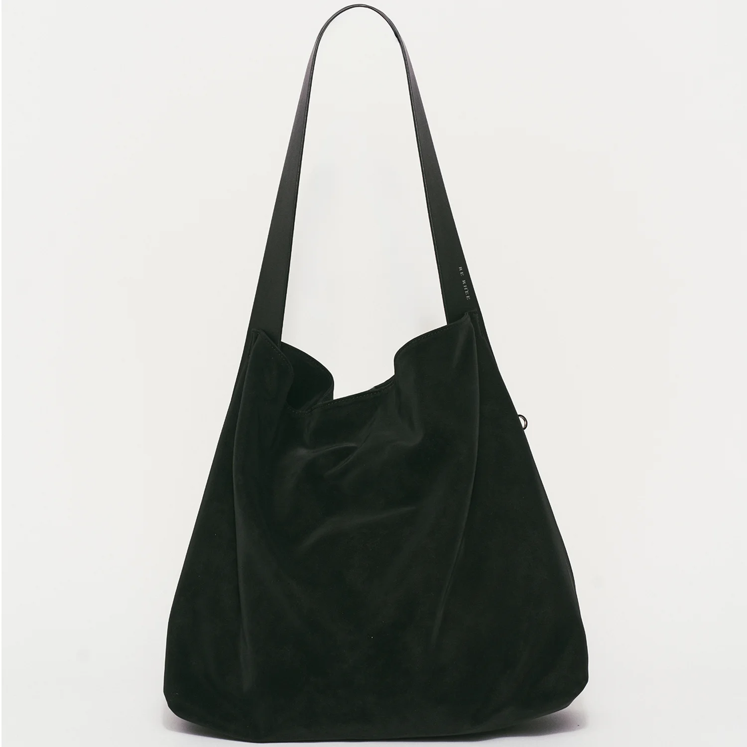 COWHIDE STRAP HOBO BAG BLACK