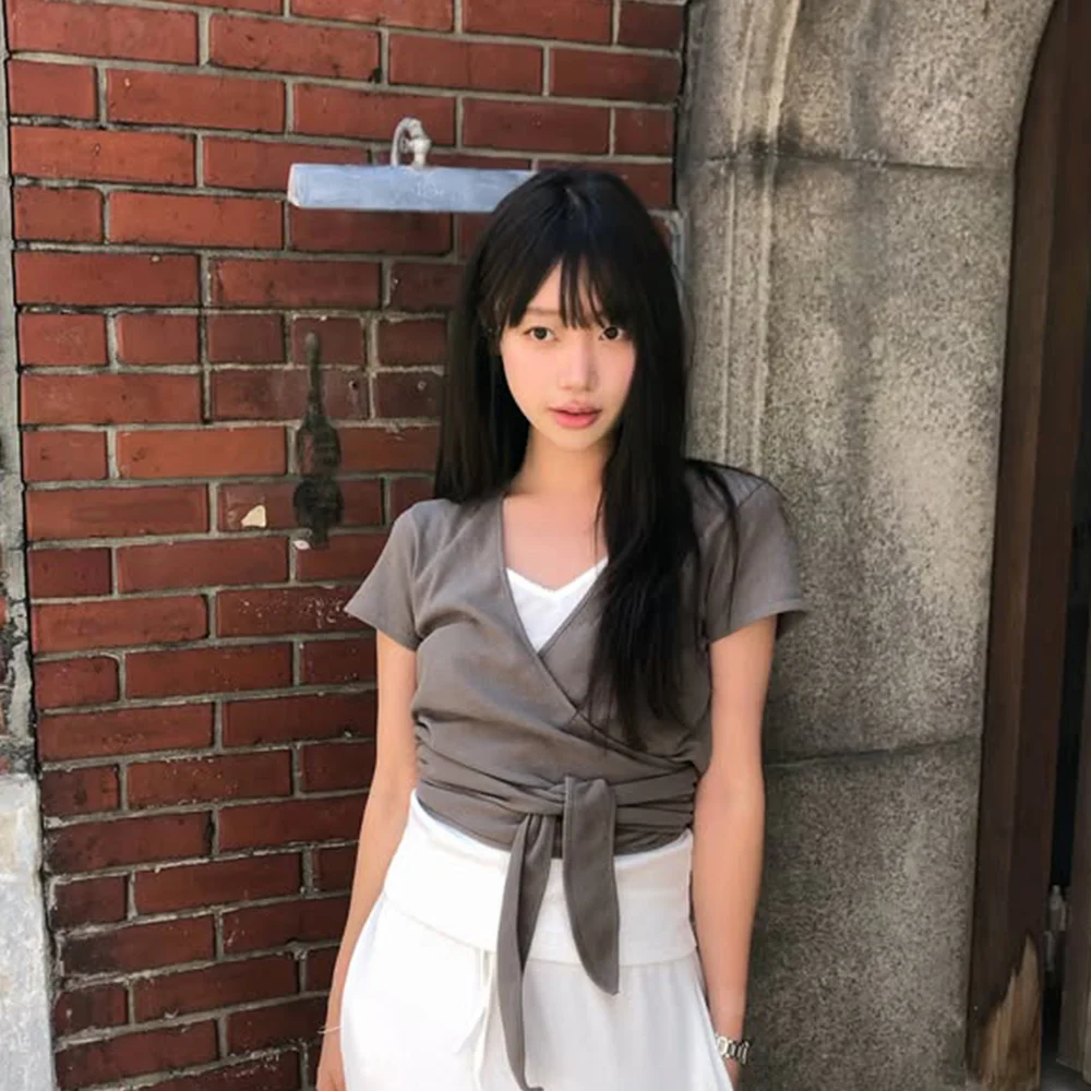 Wrap Detail T-Shirt(Khaki)