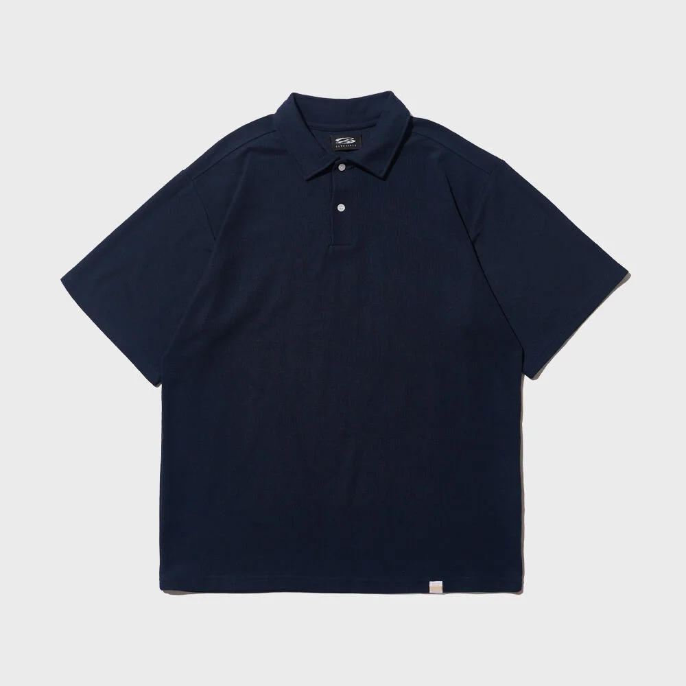 SORONA BASIC COLLAR SHORT-SLEEVE (NAVY)
