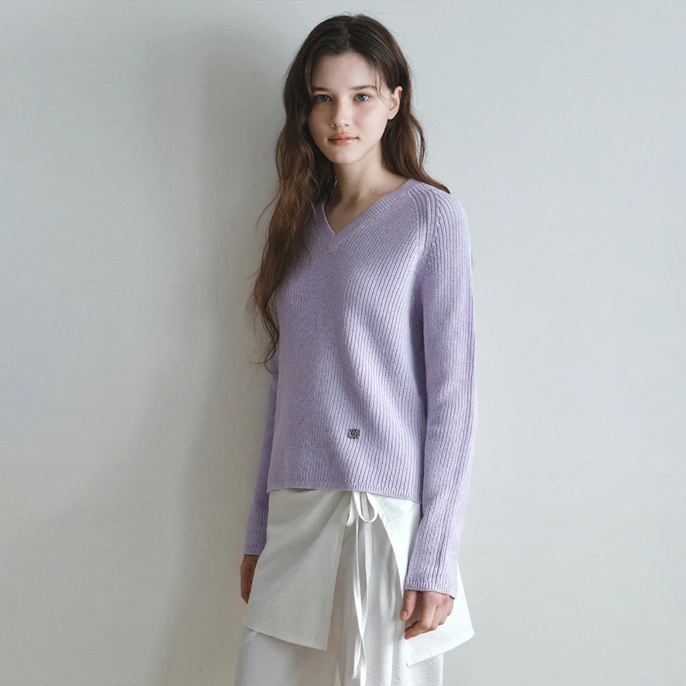 Easy Hacci V-Neck Knit_LIGHT PURPLE(WC26KN06)