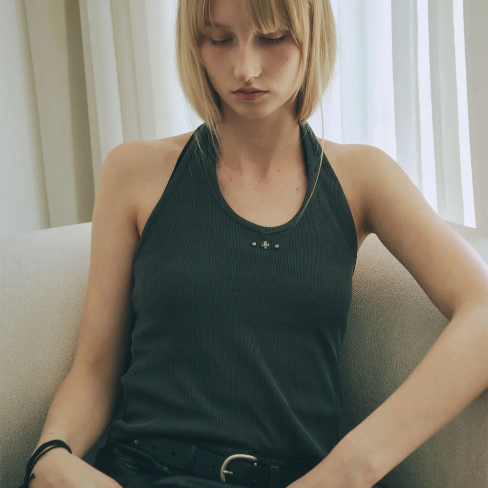 Stellar Stud Sleeveless in Charcoal