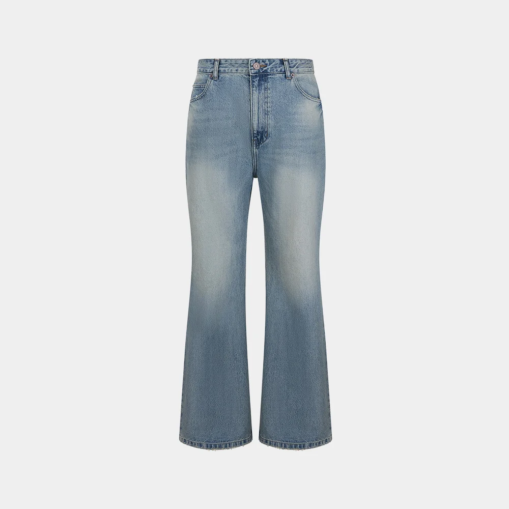 (M) VINTAGE FADED DISTRESSED FLARED JEANS - LIGHT BLUE