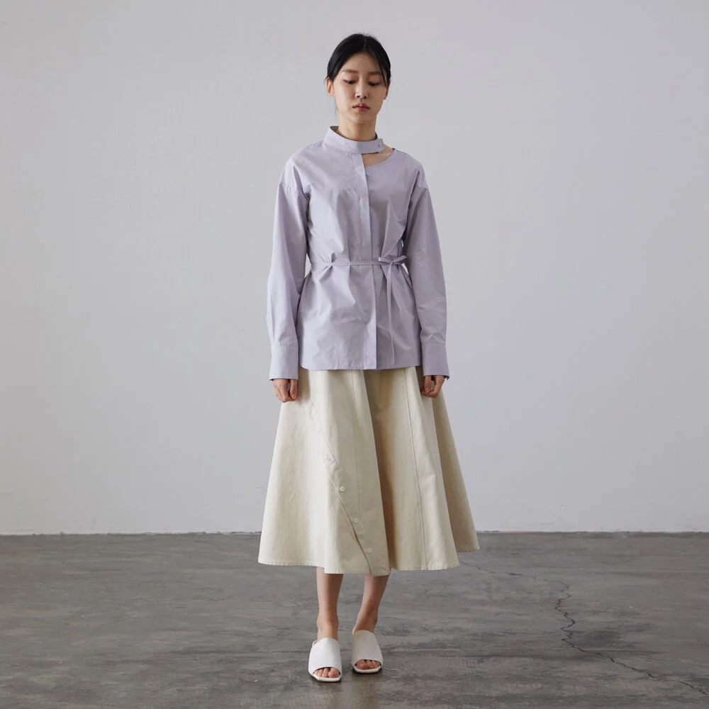 SLIT POINT CIRCLE SKIRT - IVORY