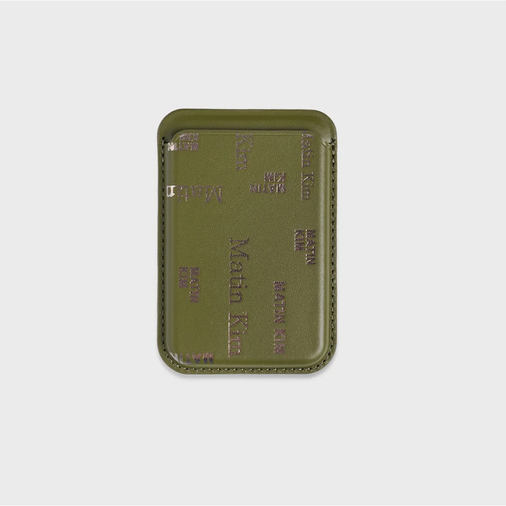 MATIN ALL-OVER LOGO MAGNETIC CARD WALLET IN KHAKI