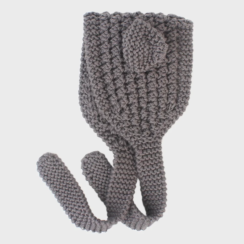 Cat Bold Knit Gray Bonnet Hat Bonnet Hat