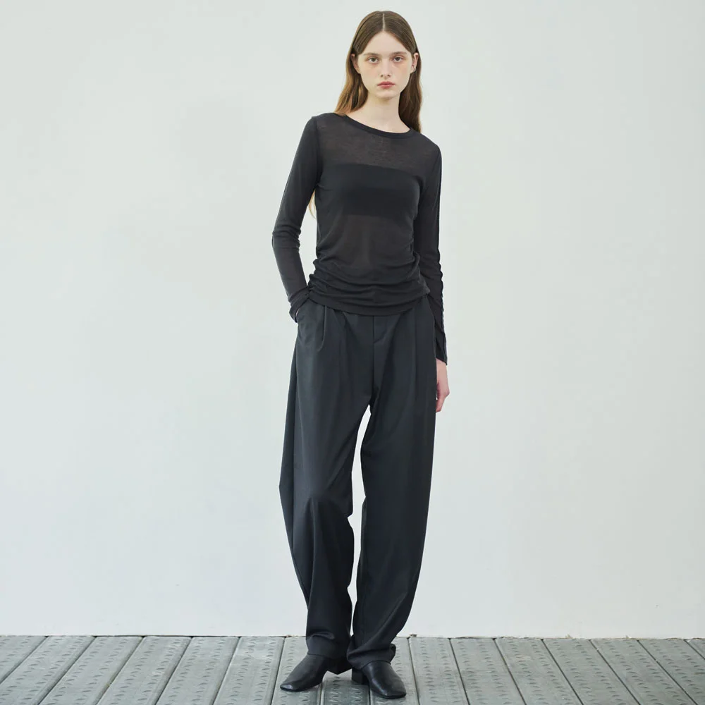 CURVE WIDE slacks (Charcoal)