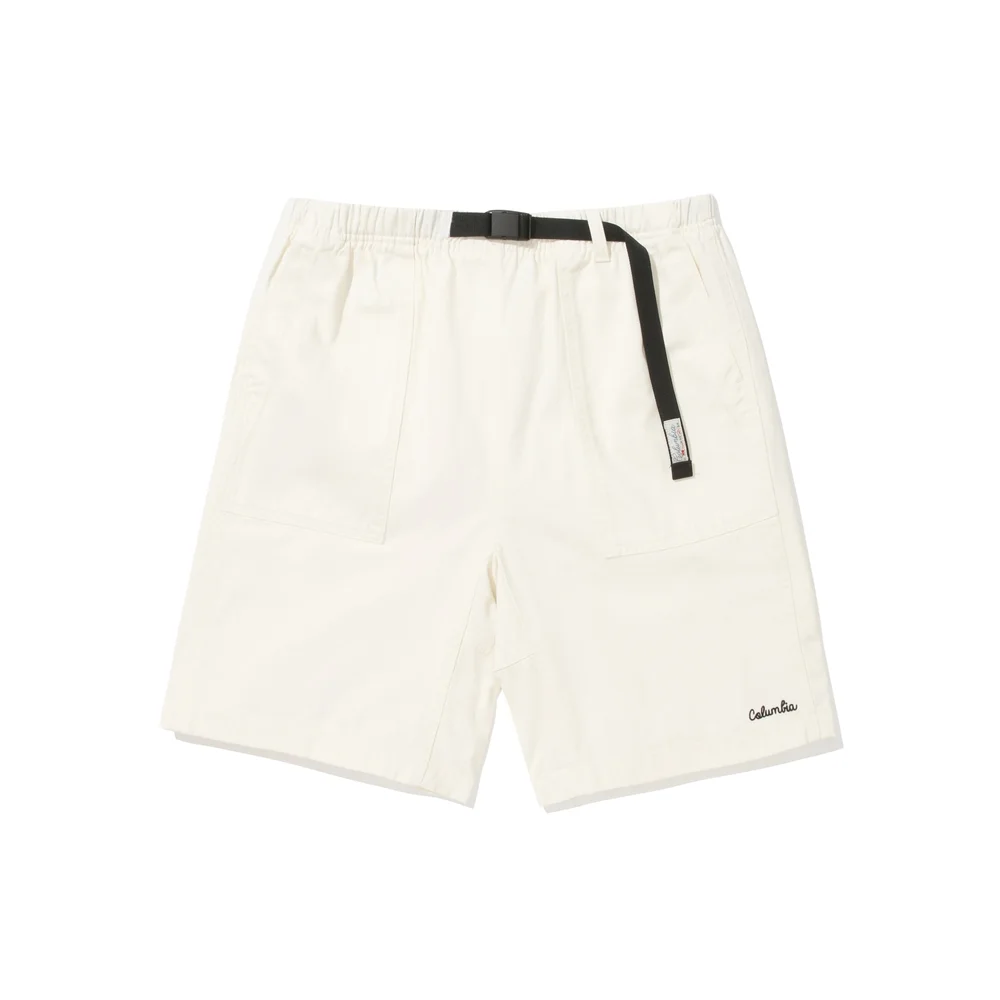 SL-LABEL BELTED COTTON SHORTS PANTS 象牙色