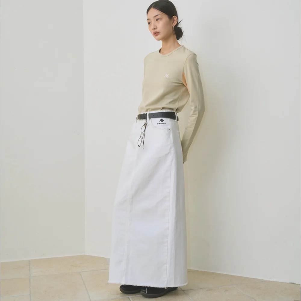 White Jean Maxi Skirt