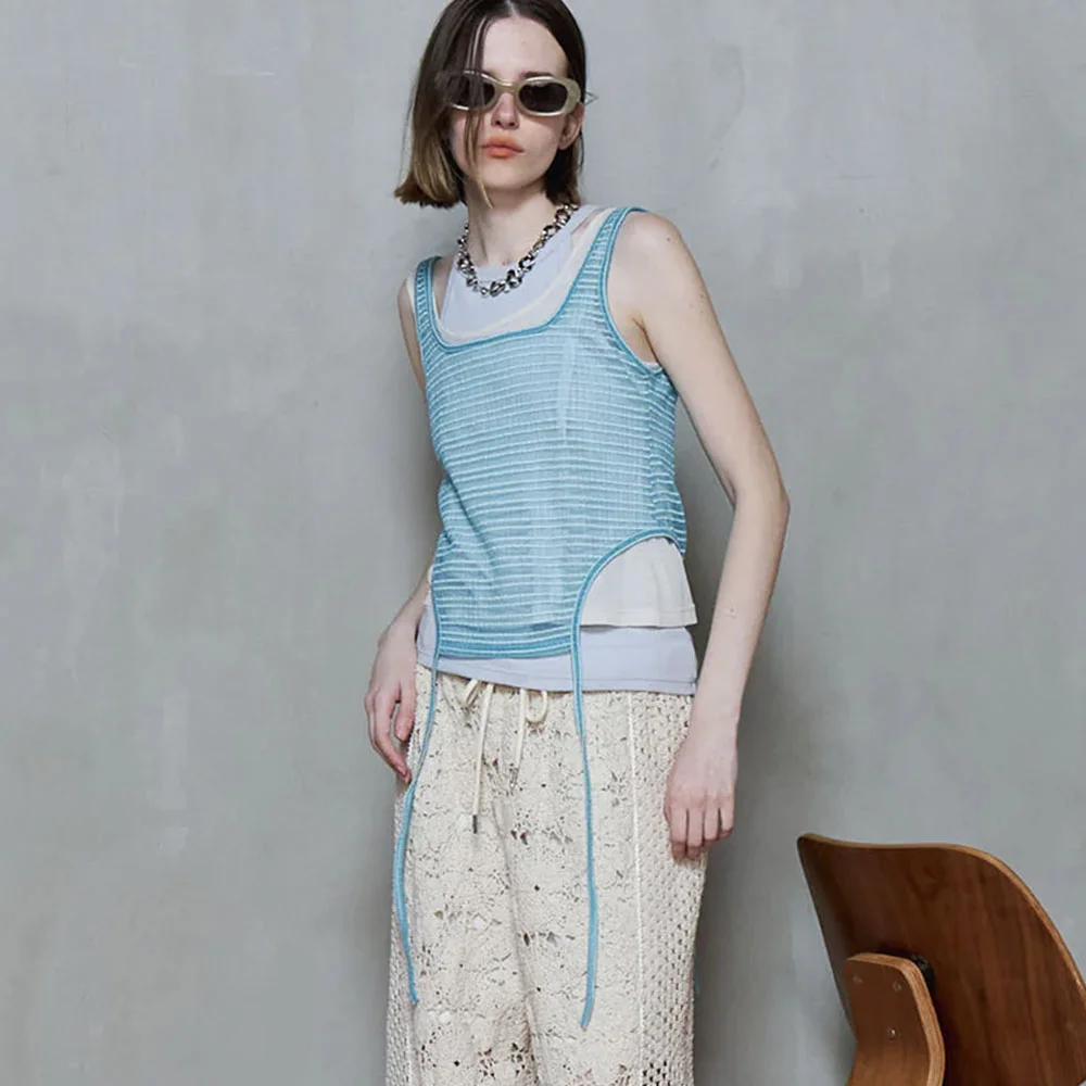 (W) TRIPLE LAYERED TANK TOP (BLUE)