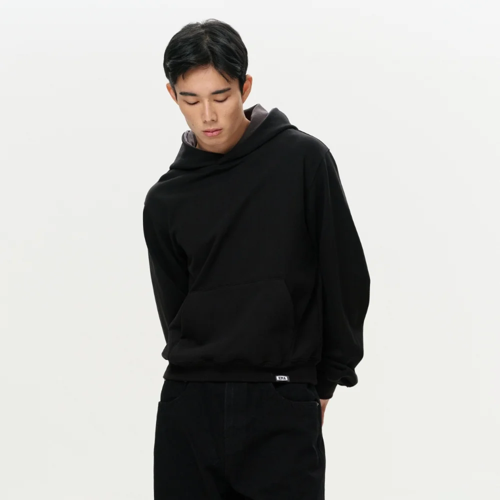 UNISEX ERA COLOR LAYERED HOODIE - BLACK