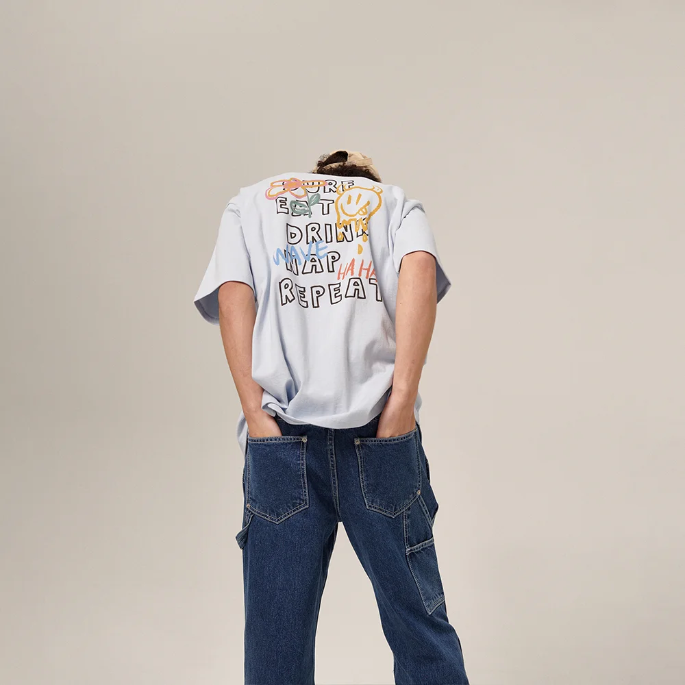 Doodly Print T-Shirt Skyblue