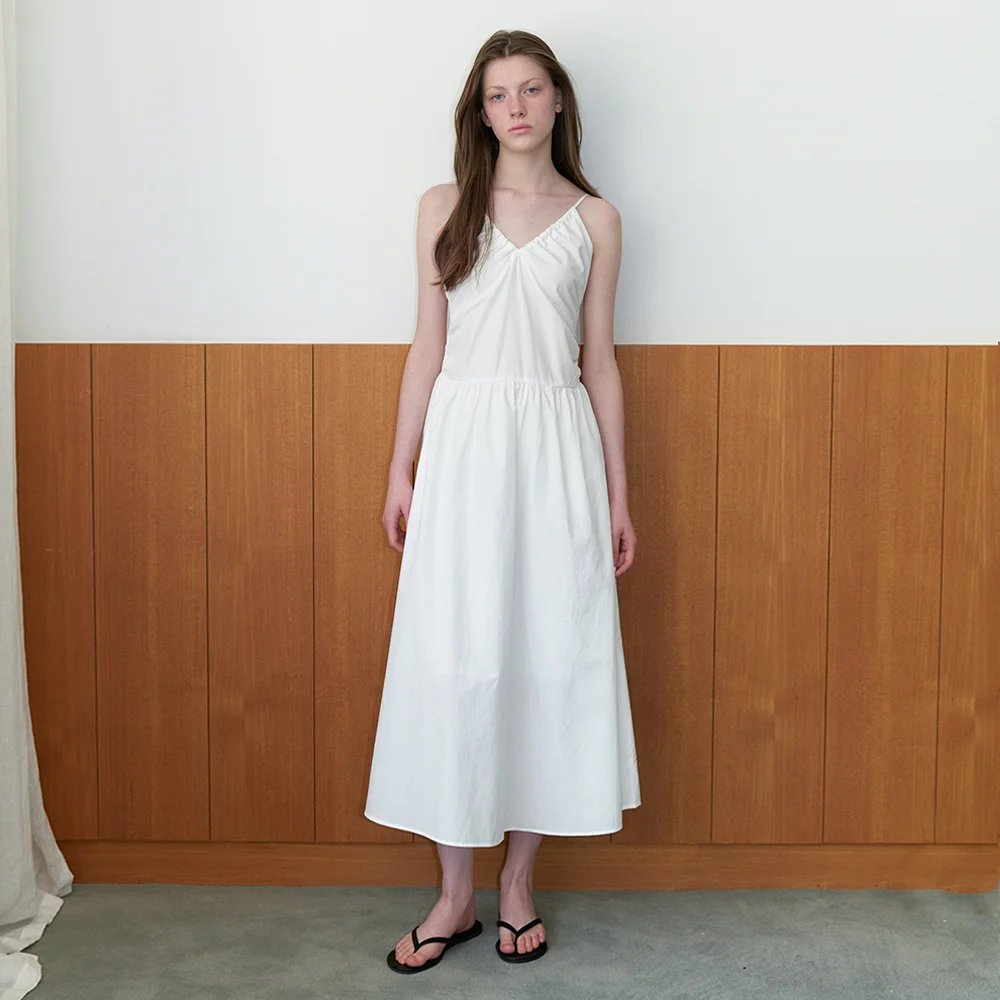 lena shirring dress - off white