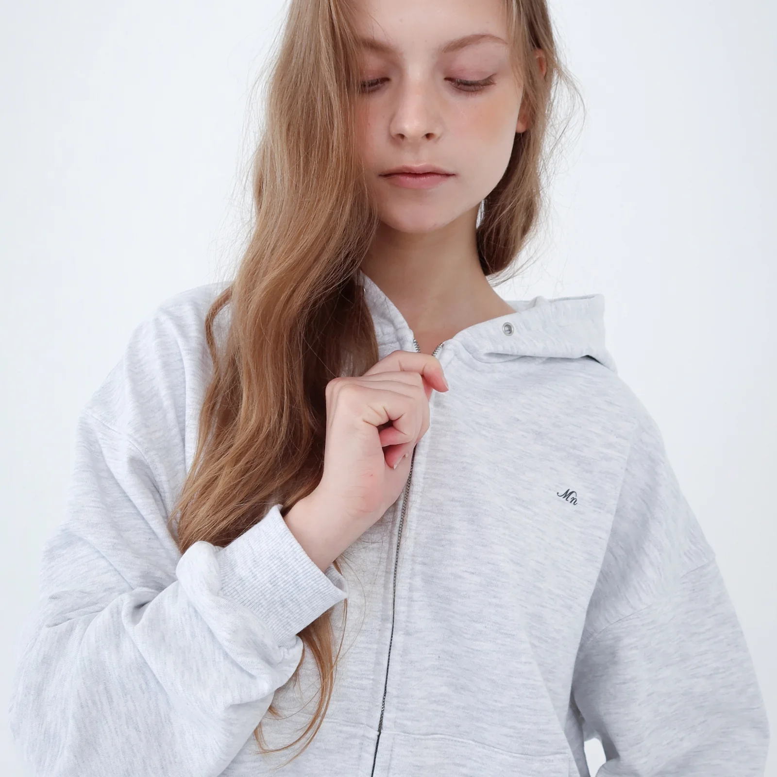 Nuvy Hoodie Zip-Up (white melange)