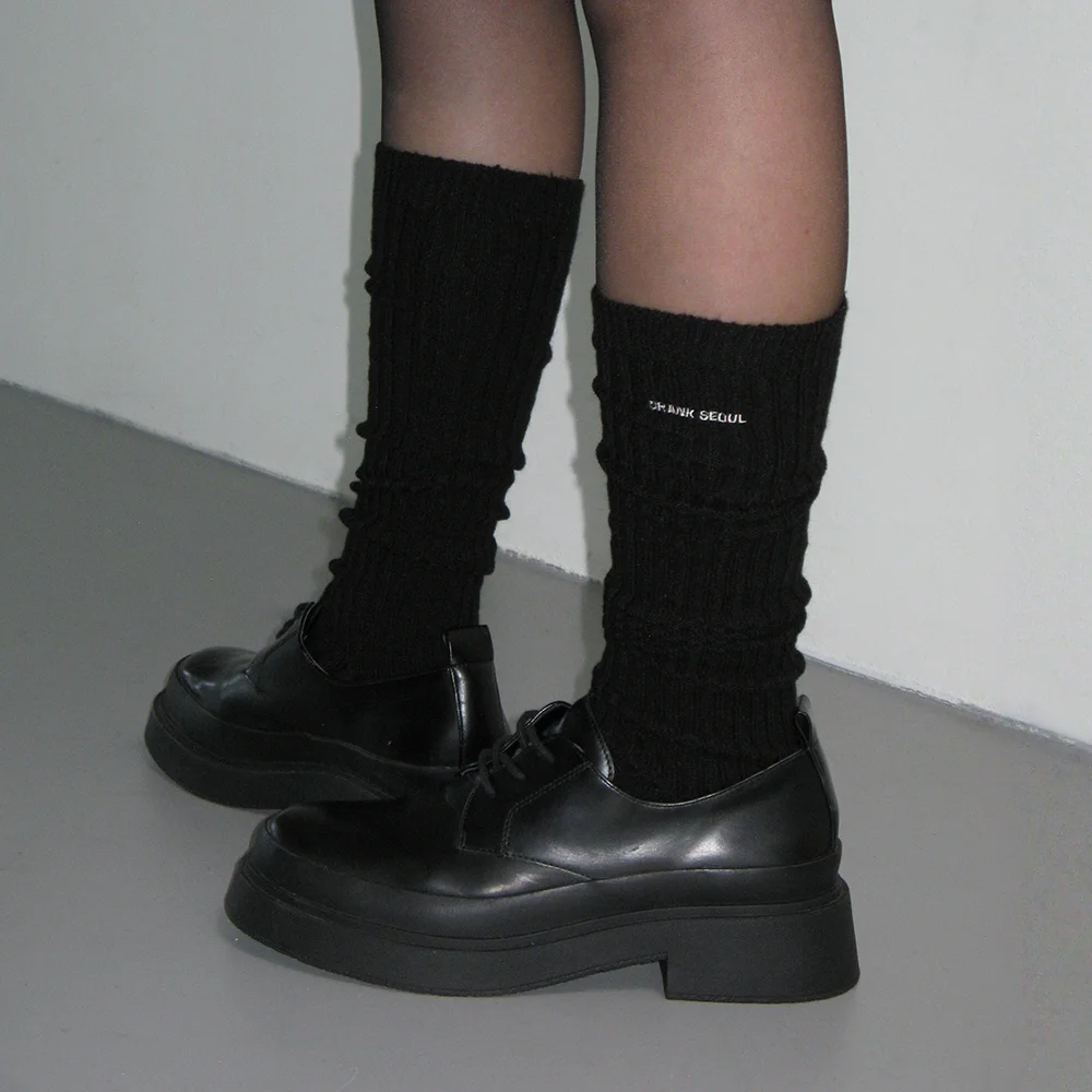LOGO CASHMERE KNEE SOCKS_BLACK