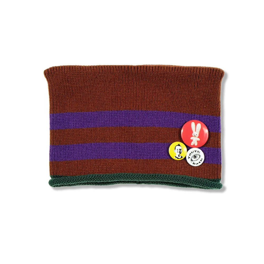 SQUARE STRIPE BEANIE_BROWN