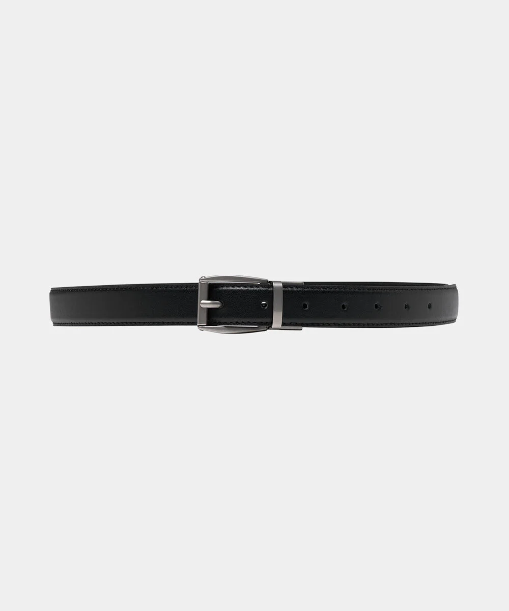 M SQUARE BUCKLE LEATHER BELT - BLACK