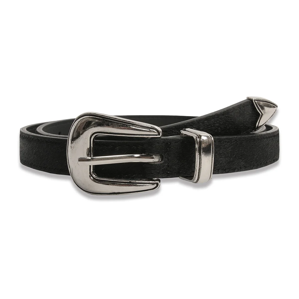 Calf Hair 西部 腰帶 BLACK