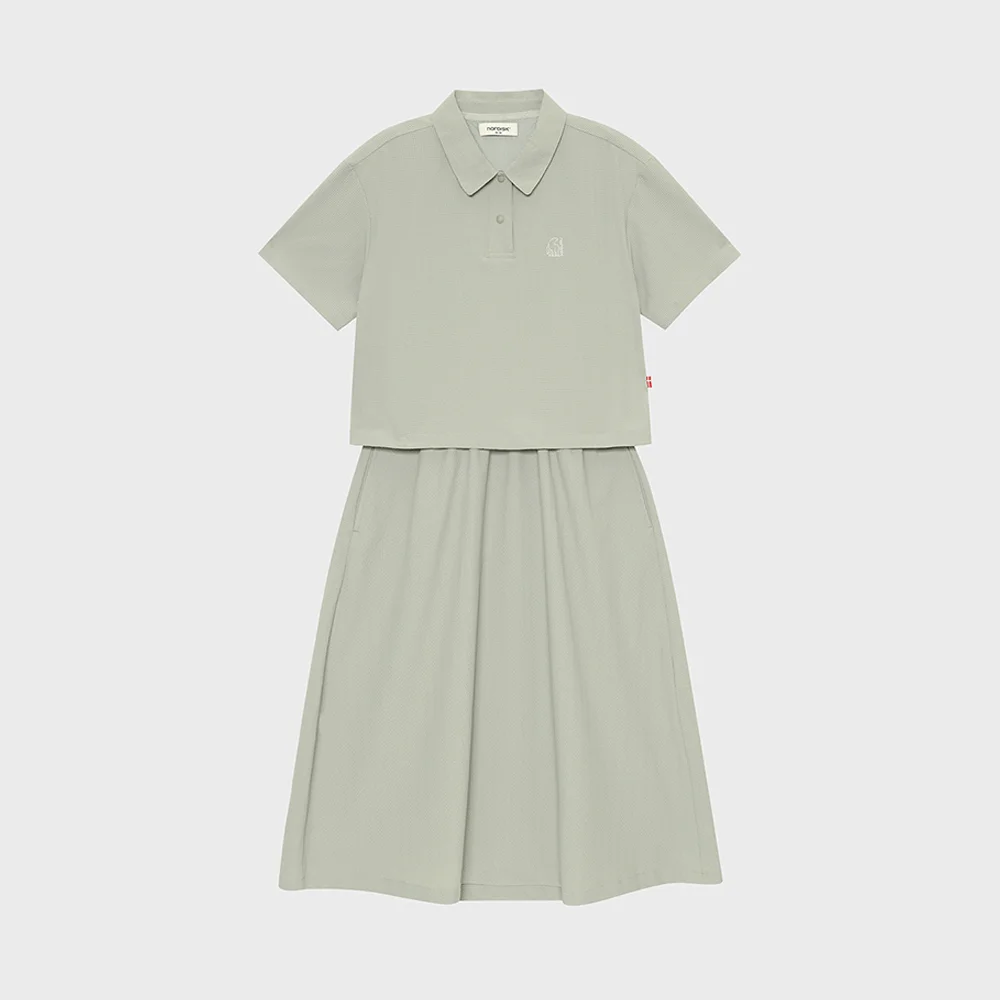 Perrier 冰霜色 泡泡紗 二合一 連衣裙 - W_Light Khaki_OWM26W05K6