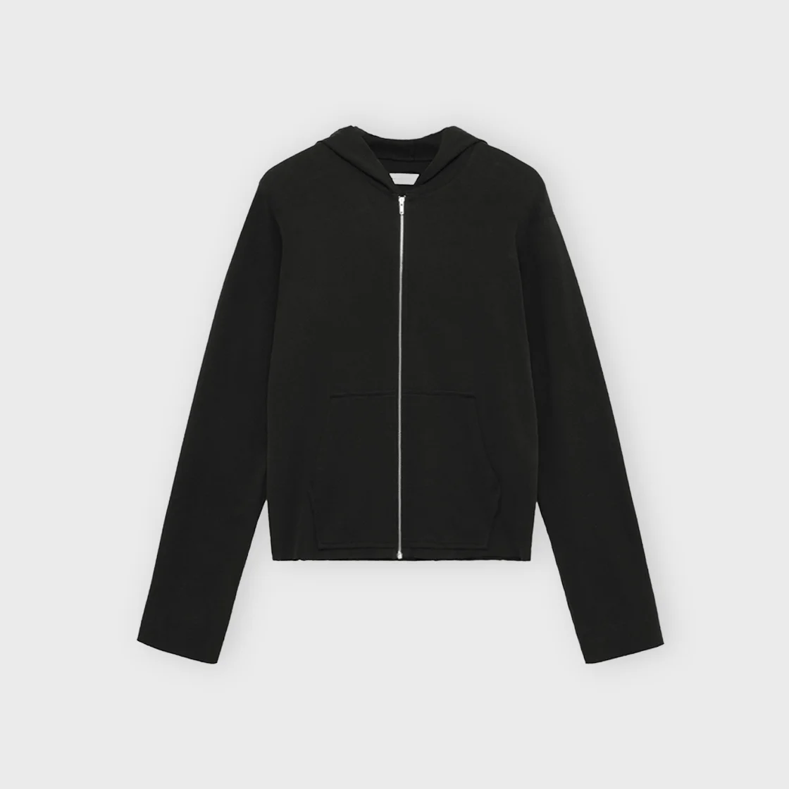 W Smooth Jersey Hood Zip Up, Black