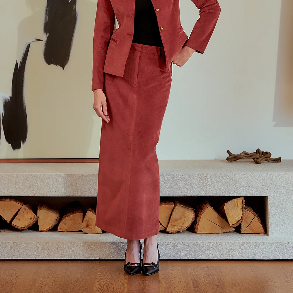 Aude H-line skirt (brick brown)