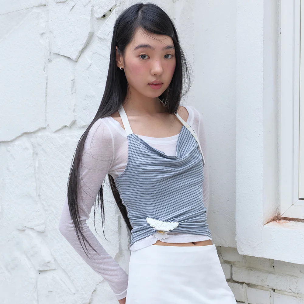 STRIPE HALTER TOP (BLUE)