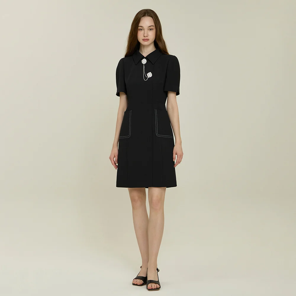 it MICHA 胸針 點綴 連衣裙 ITP5WOP140 (BLACK)