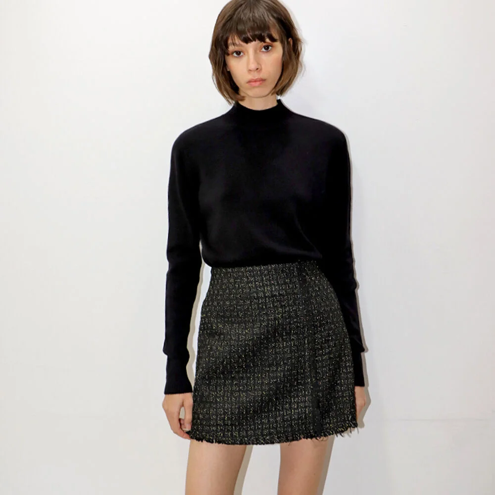 粗花呢 黑色 迷你 裙褲 _ Tweed Black Mini Skirt_Pants