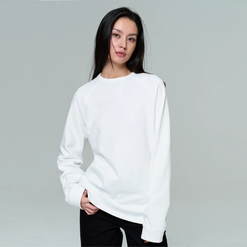 UNISEX GARMENT DYED RAGLAN LS T - WHITE