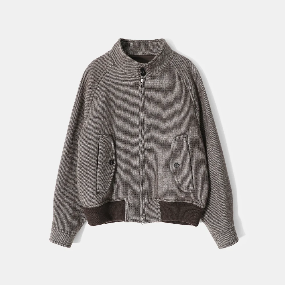 Visitor Wool Twill Harrington Jacket Melange Brown
