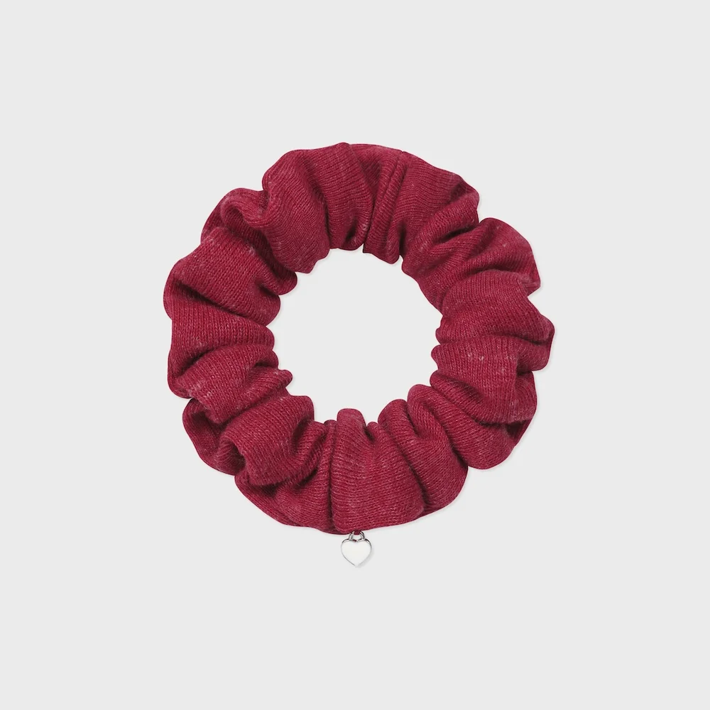 autumn mini hair scrunchie burgundy heart